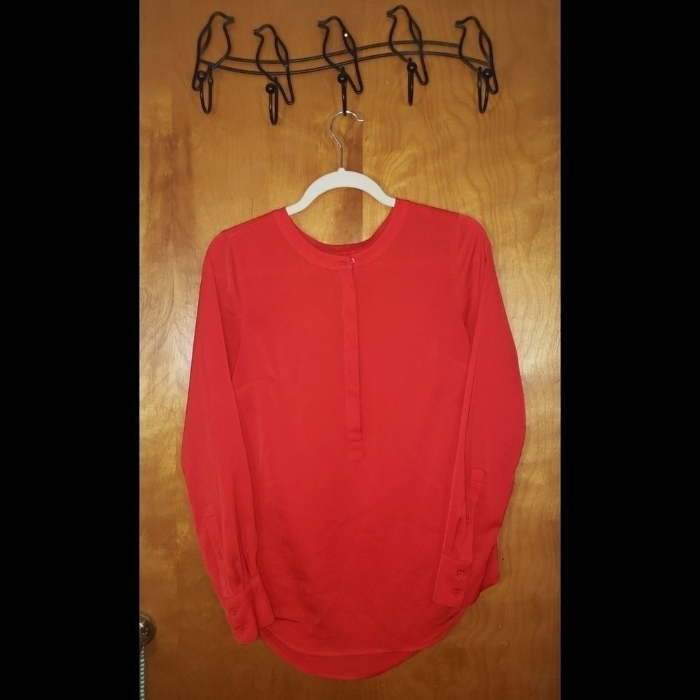 J. Crew Silky Soft Red Polyester Blouse